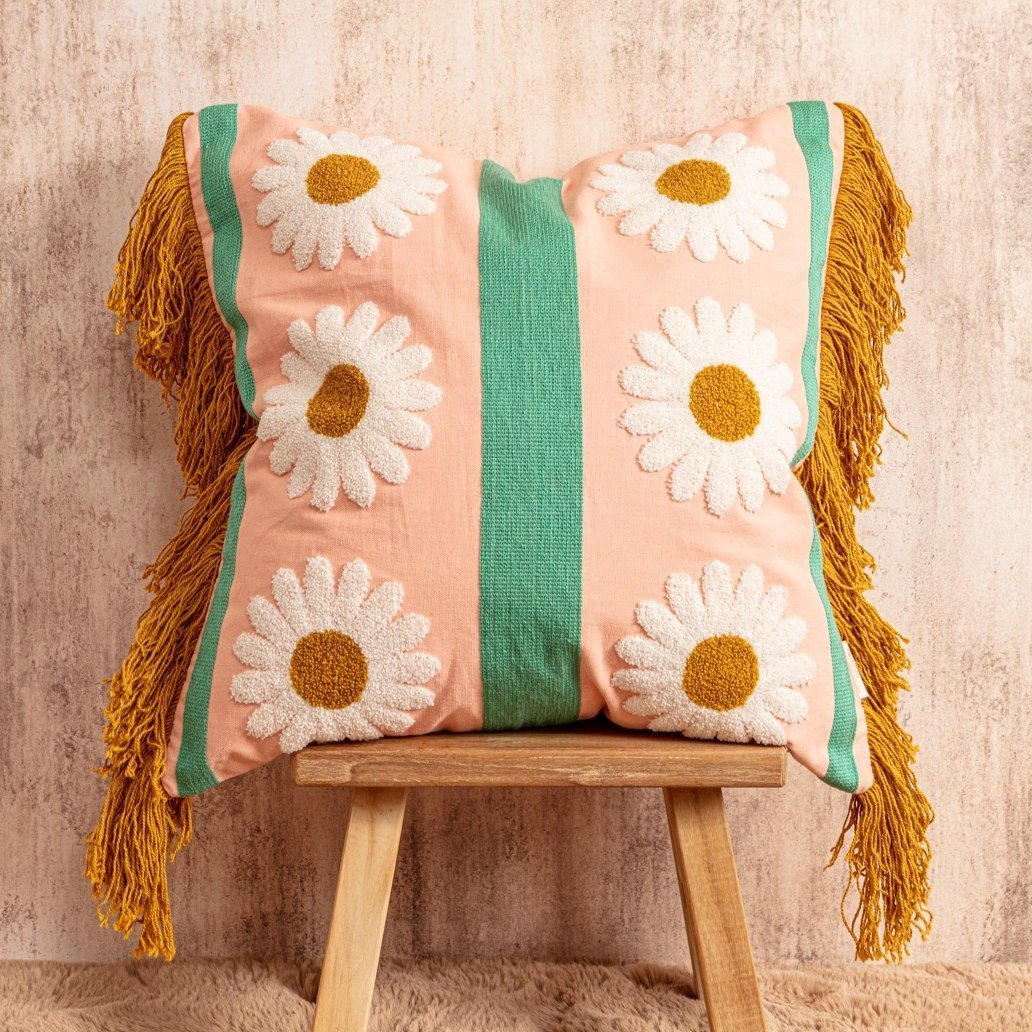 Daisy Chain Cushion - Peachy Parrot