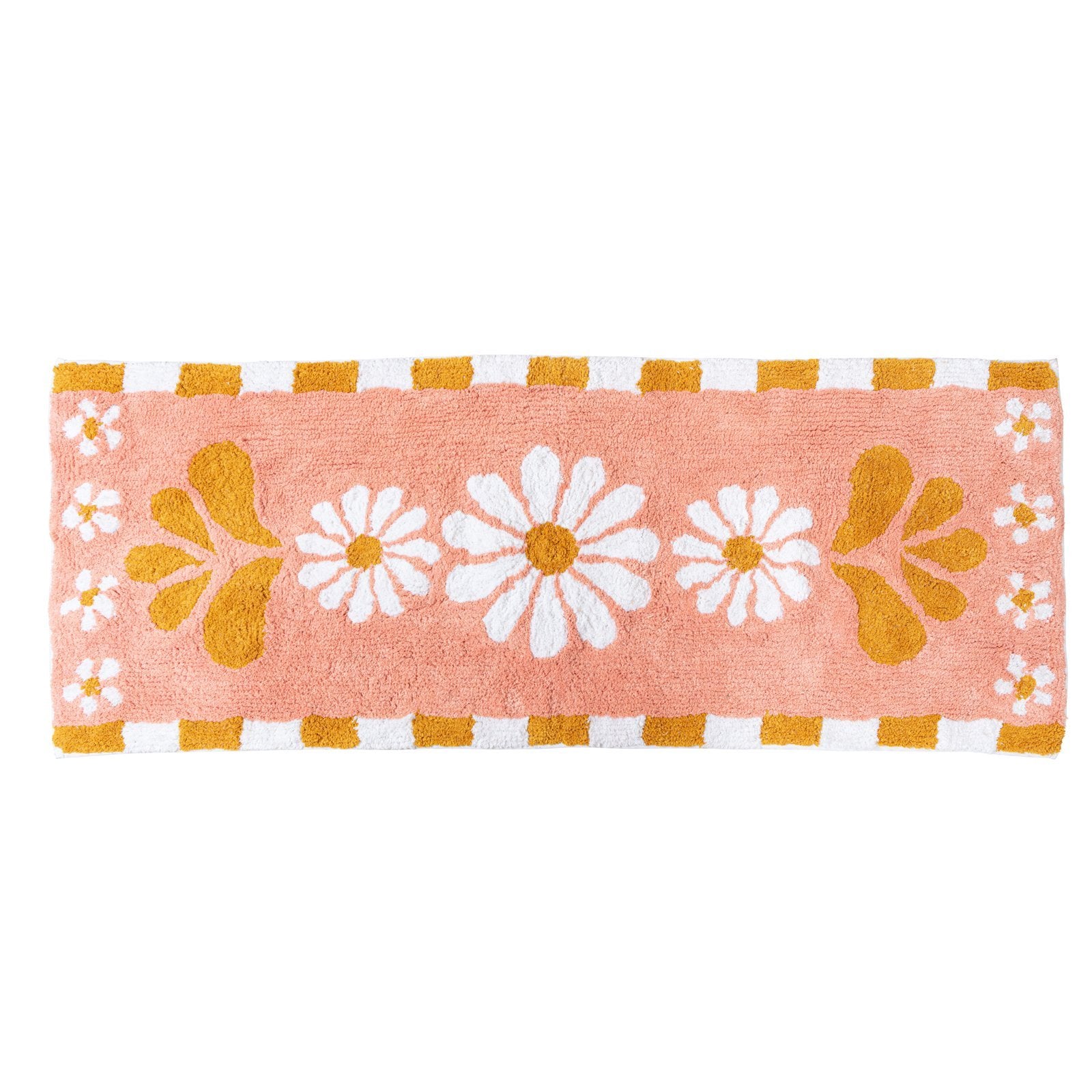 Peach and Gold Floral Bath Runner Groovy bath mat by Peachy Parrot