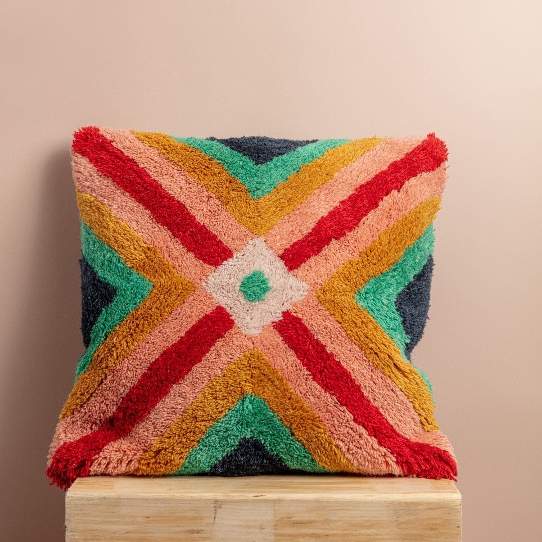 Hippy Shag Cushion - Peachy Parrot