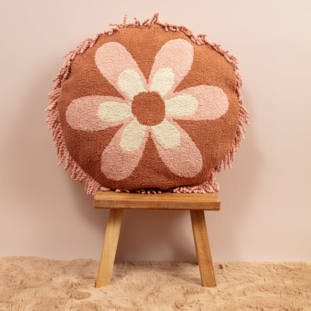 Floral Punch Needle Arch Pillow